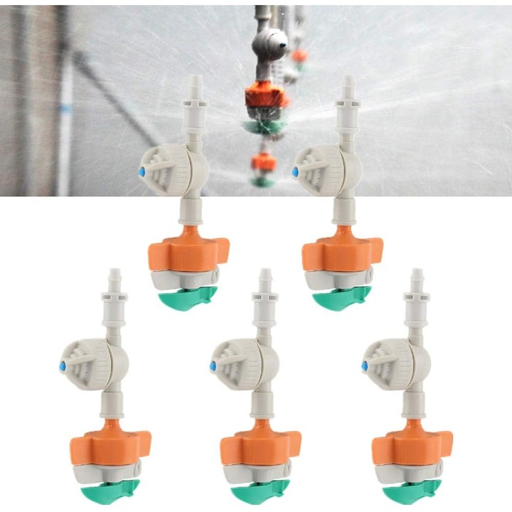 Set de 5 duze de apa rotative, ajustabile 360°, pentru irigare, 4-6 m, 8 cm, ABS