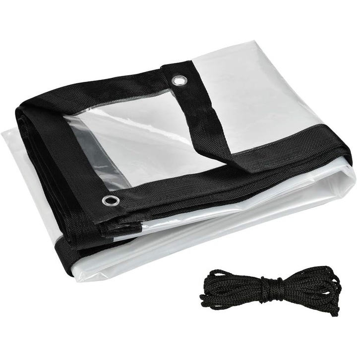 Prelata transparenta impermeabila 2x4m, rezistent la intemperii, reutilizabil, pentru terasa, gradina, camping