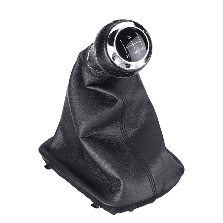 Bőr váltógomb 5 sebességes, Audi A3 A4 Q5 S3 S4 A4 B5 A4 B6 A4 B7 A6 C5 modellekhez, ergonomikus kialakítás, ABS, könnyen telepíthető