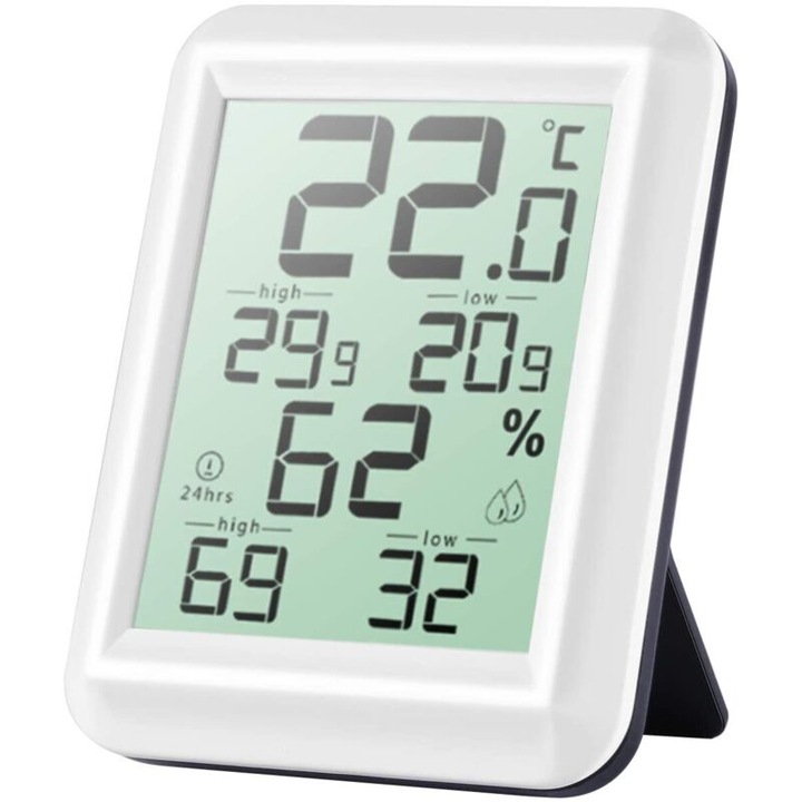 Termometru interior mini, detectare umiditate si temperatura, design compact, display LCD, 2xAAA