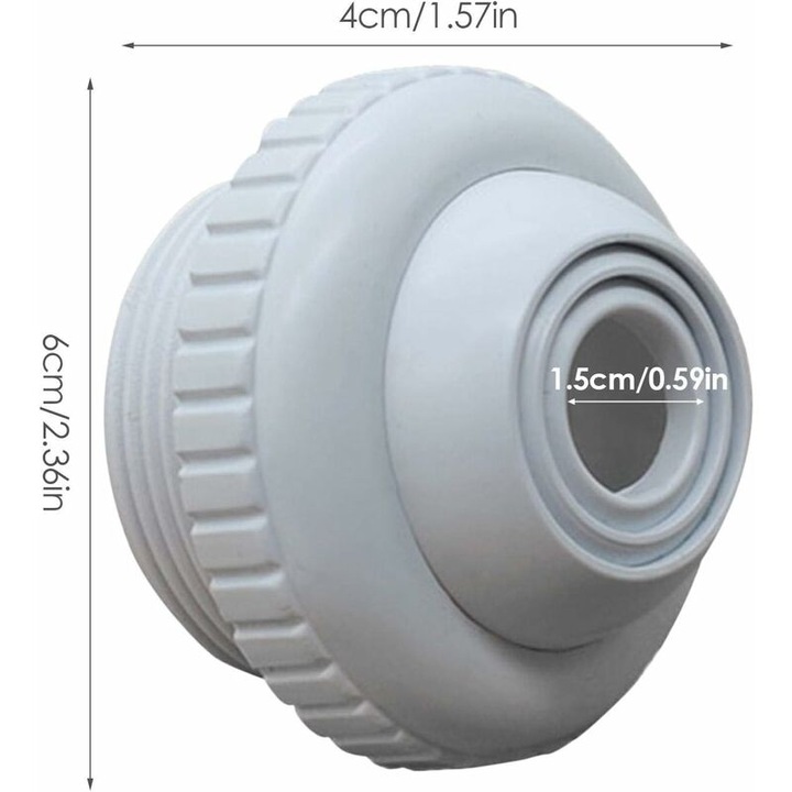 Възвратен струйник за басейн, аксесоари за басейн, 1.5 инча, пластмаса, бял