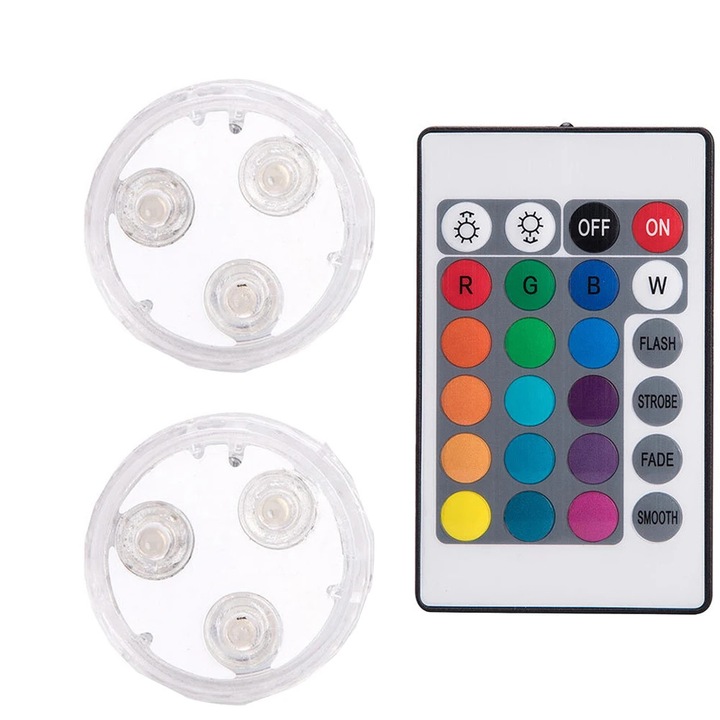 RGB LED подводна светлина с дистанционно управление, 30x19 мм, водоустойчива IP68, за басейн, парти, градински декор