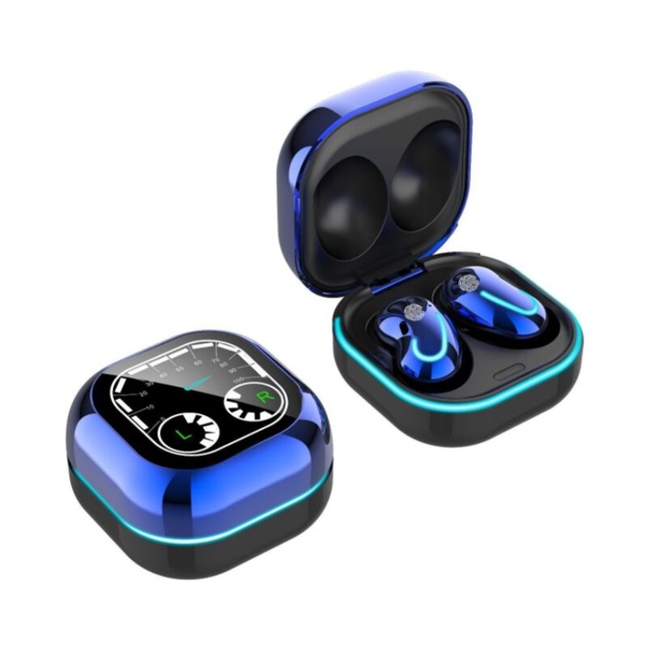 Vezeték nélküli fülhallgató, 2 db, Bluetooth 5.1, ergonomikus kialakítás, zajcsökkentés, kék