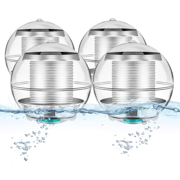 Úszó napelemes medence lámpa, 7 színű, 4 darabos készlet, 8x8x8cm