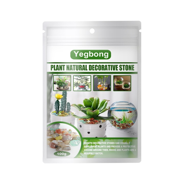 Pietris decorativ natural Yegbong, 100g, multicolor, pentru ghivece, acvarii, proiecte de design interior