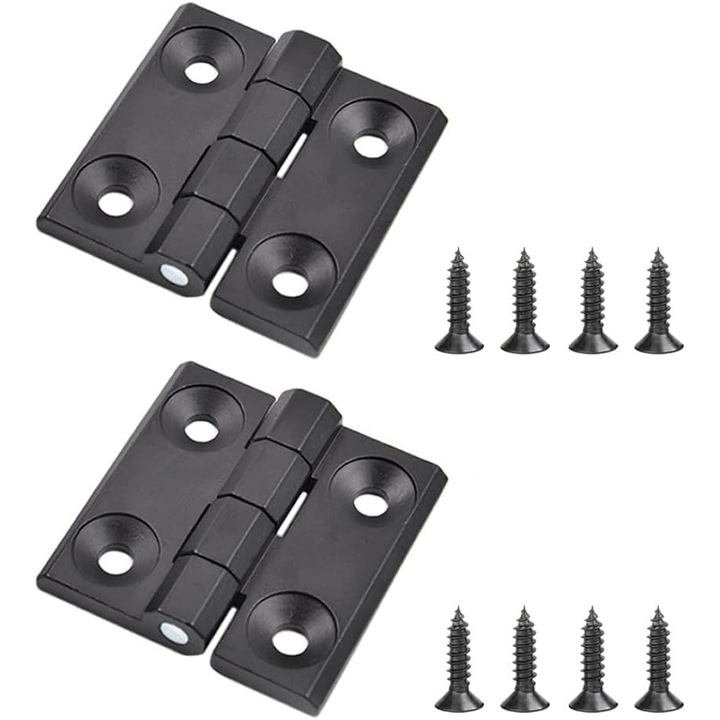 Balamale pentru mobila, set de 2 bucati, aliaj de zinc, negru, 50x50x6mm