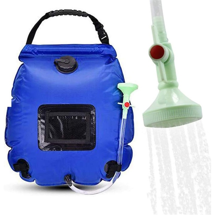Sac de dus solar 20L, cu display de temperatura, material PVC, pentru camping