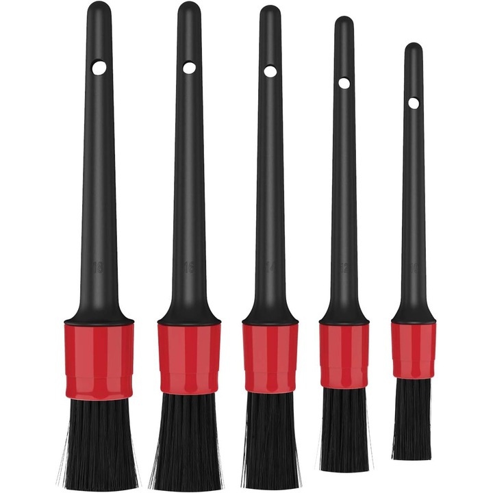 Set de 5 perii de curatare auto, perii cu fire moi pentru interior, exterior, multicolor, dimensiuni variate