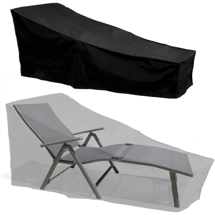 Vízálló napozóágy huzat, 210x75x80/40cm, fekete, tárolózsákkal