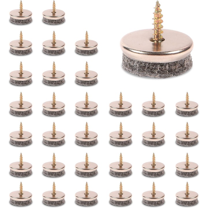 Set de 32 protectii din fetru pentru picioarele scaunelor, 5mm grosime, 22mm diametru