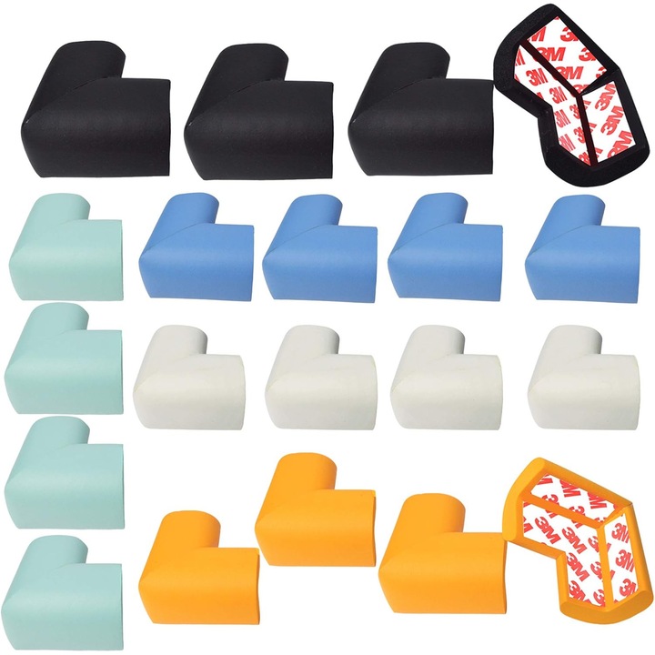 Set de 20 protectii colturi din spuma, multicolor, non-toxic, 1.2cm grosime
