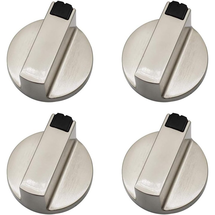 Buton de aragaz - Set de 4 butoane metalice 6mm pentru cuptor si aragaz, design modern, usor de curatat