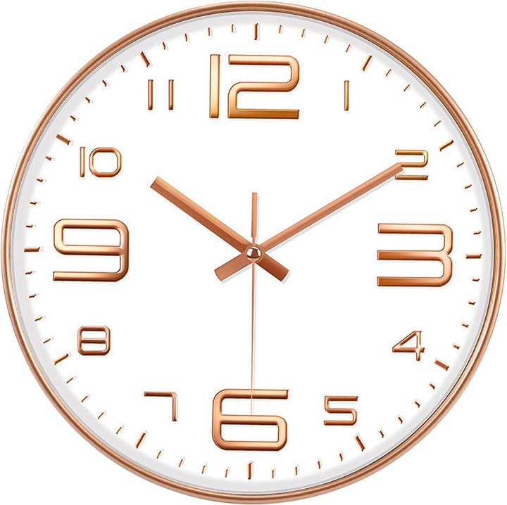 Falióra 30 cm, klasszikus dizájn, nagy számlap 3D számokkal, csendes működés, műanyag