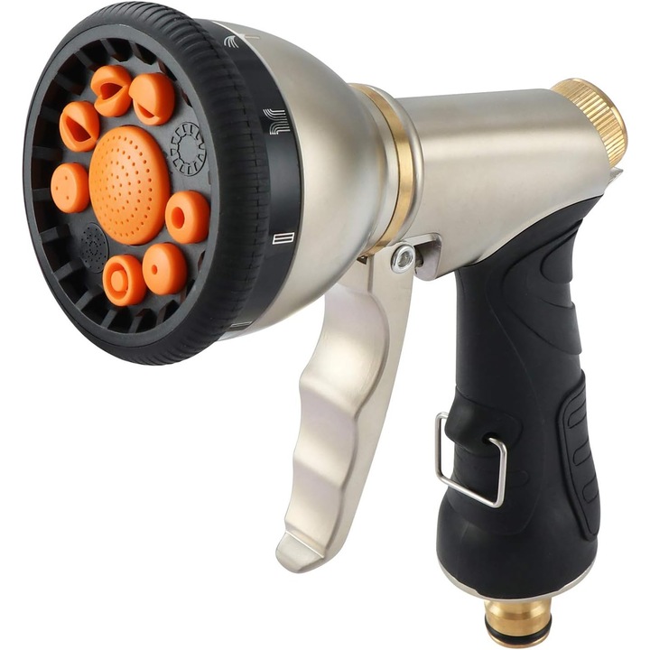 Pistol de stropit metalic, 9 moduri ajustabile, presiune mare, 20x12.5cm