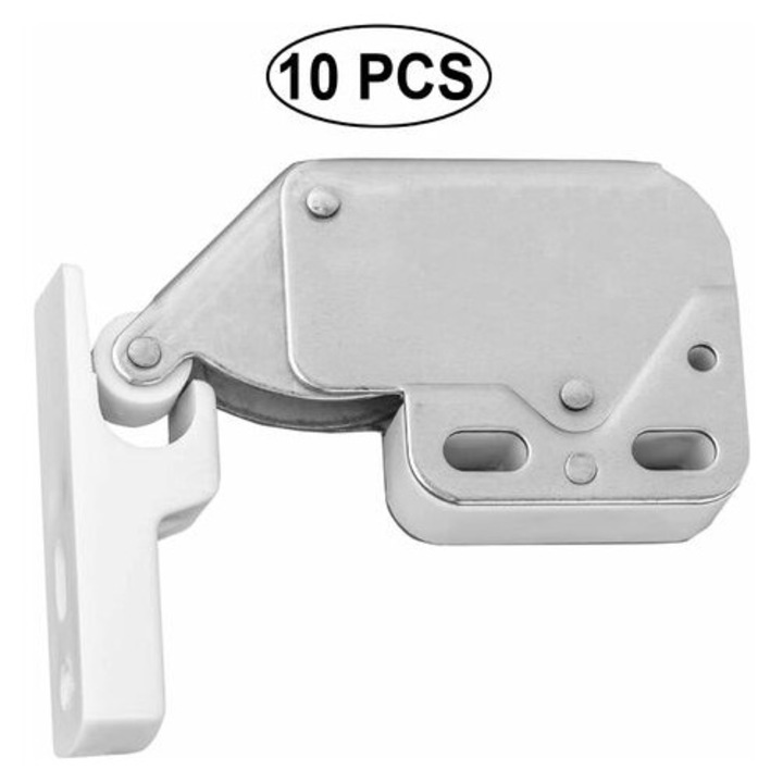 Mini zavor cu arc, set de 10 bucati, design fara manere, metal, rezistent la foc, pentru usi de mobilier