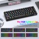 Механична геймърска клавиатура, 60%, RGB, LED светлини, 68 клавиша, с Type-C кабел, Brown Axis суичове и 3 резервни клавиша, USB-C, Anti-Ghosting, Компактна, Преносима, Черна, RiKbo®