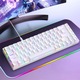 Клавиатура Gaming, 60%, RGB, LED светлини, 68 клавиша, с Type-C кабел, Red Axis суичове и 3 резервни клавиша, USB-C, Anti-Ghosting, Компактна, Преносима, Бяла, RiKbo®