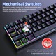 Механична геймърска клавиатура, 60%, RGB, Wifi 2.4Ghz, Bluetooth 5.0, LED светлини, 68 клавиша, с Type-C кабел, Red Axis суичове и 3 резервни клавиша, USB-C, Anti-Ghosting, Компактна, Преносима, Черна, RiKbo®