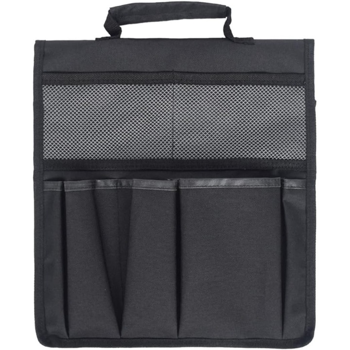 Kerti szerszámrendező táska, fekete, nagy kapacitású, több zsebbel