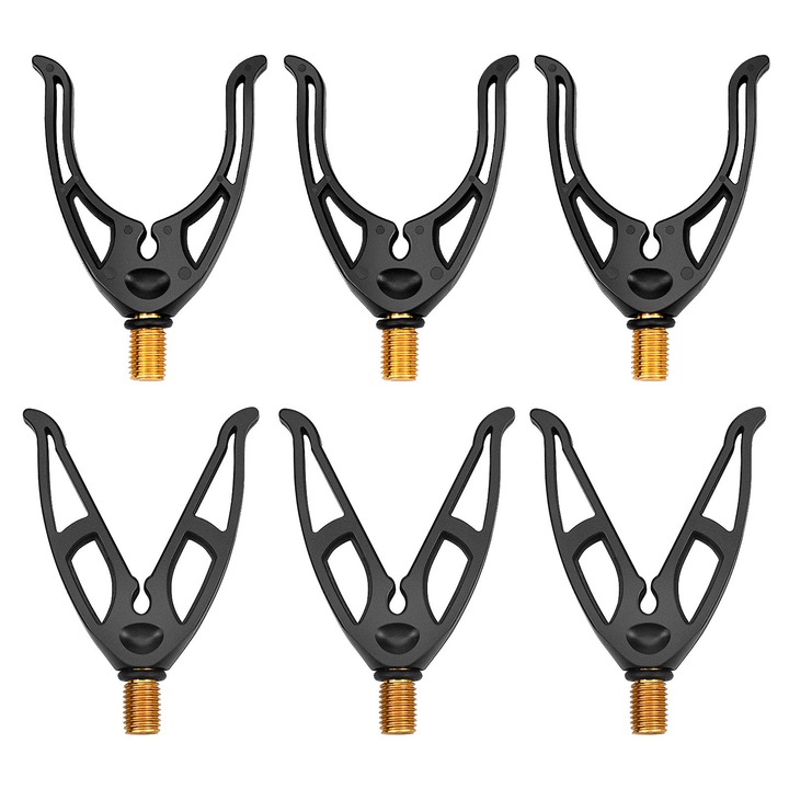 Set de 6 suporturi pentru undite cu capete filetate din alama M3/8, ajustabile, pentru toate tipurile de suporturi