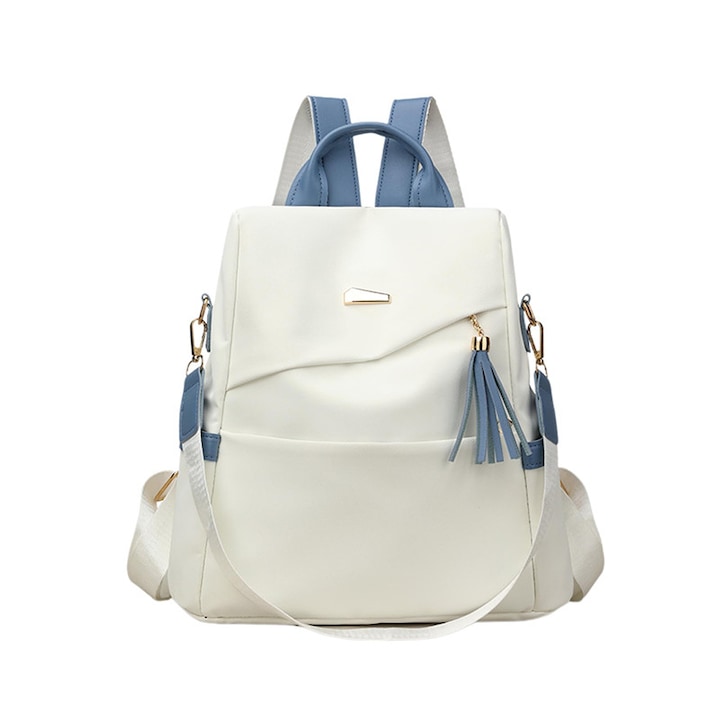 Rucsac Mini de Moda pentru Femei – Mic, Usor, Din Nailon, Anti-Furt, Casual Travel Daypack cu Buzunar pentru Sticla de Apa, Alb