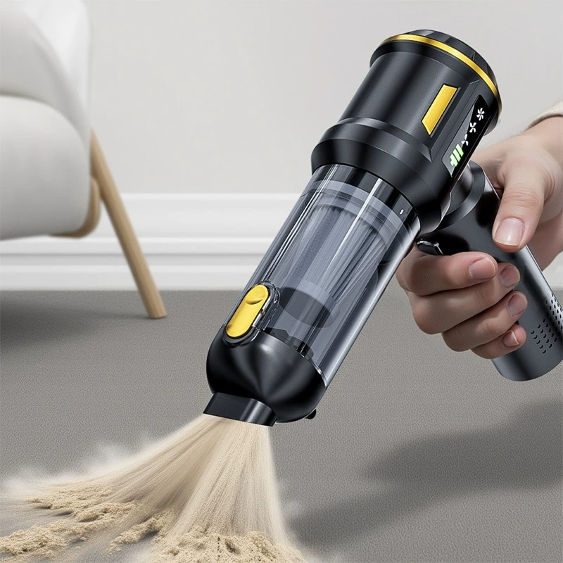 Aspirator portabil doua-in-unu, Aiorber, aspirator si suflanta combinate, motor fara perii, 16.000 Pa, 2000 mAh, cu afisaj digital, design usor, finisaj argintiu