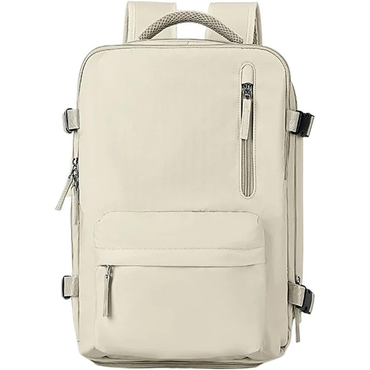 Rucsac de voiaj, DEYKAY, multifunctional, Port de incarcare USB, Compartimente multiple, Separare uscata si umeda, cu compartiment pantofi, Capacitate mare, Impermeabil, Unisex, Pentru laptop pana la 15.6'', 40x 30x15cm, Bej