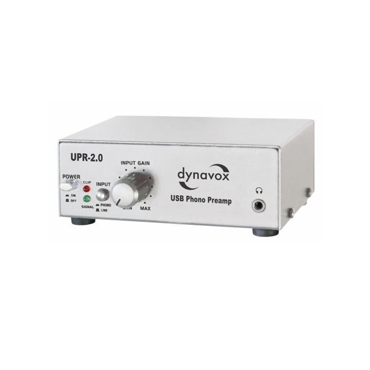 Preamplificator fono Dynavox UPR-2.0, iesire USB, argintiu, 13, 31x6, 3x2, 32cm
