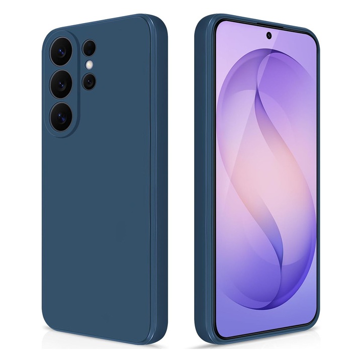 Калъф Матов силиконов Съвместим с Samsung Galaxy S26 Ultra, Защита на камерата, Мек течен TPU, SlimFit, Официален и основен дизайн, Повдигнати ръбове, Син