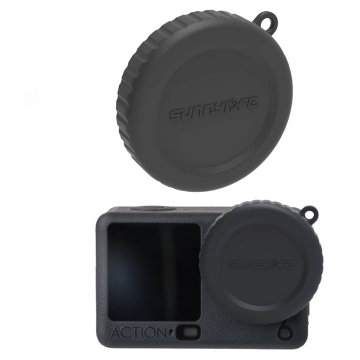 Protectie Silicon pentru Obiectiv DJI Osmo Action 6, Sunnylife, Neagra, 41x41x8mm