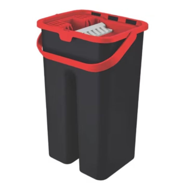 Galeata din plastic cu Mop plat, Grunberg, Dimensiunea galetii 24.5x20.2x39 cm, Capacitate - 2 compartimente X 4 L, MAG202R