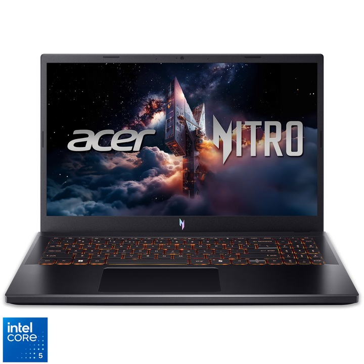 Лаптоп Gaming Acer Nitro V 15 ANV15-52-59X7, Intel® Core™ 5 210H до 4.8 Ghz, 15.6", FullHD IPS, 165 Hz, 16 GB DDR5, 512 SSD, NVIDIA® GeForce RTX™ 3050, No OS, Black