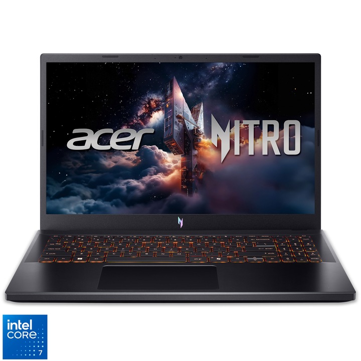 Лаптоп Gaming Acer Nitro V 15 ANV15-52-744X, Intel® Core™ 7 240H до 5.2Ghz, 15.6" FullHD IPS 165Hz, 16GB DDR5, 512 GB SSD, NVIDIA® GeForce RTX™ 4050, no OS, Black