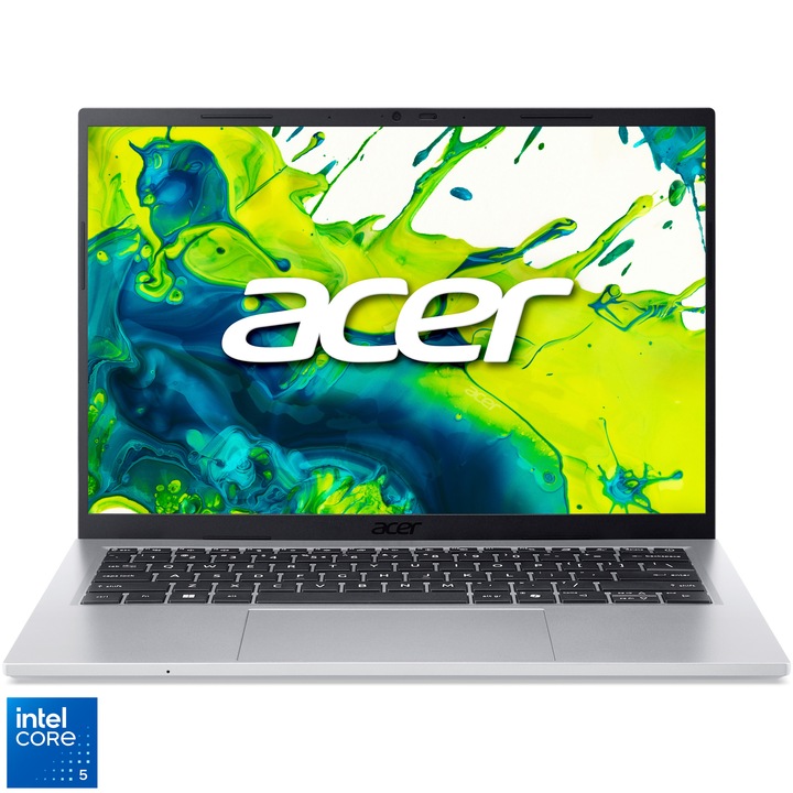 Laptop Acer Aspire Go 14 AG14-72P-77ZS cu procesor Intel® Core™ 7 150U, pana la 5.4Ghz, WUXGA IPS 120Hz, 16GB DDR4, 512GB SSD, Intel® Graphics, no OS, silver