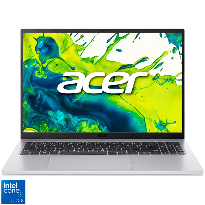 Laptop Acer Aspire Go 16 AG16-71P-57Z5 cu proesor Intel® Core™ 5 120U pana la 5Ghz, 16" WUXGA 120Hz IPS, 16GB DDR5, 512GB SSD, Intel® Graphics, no OS, Silver