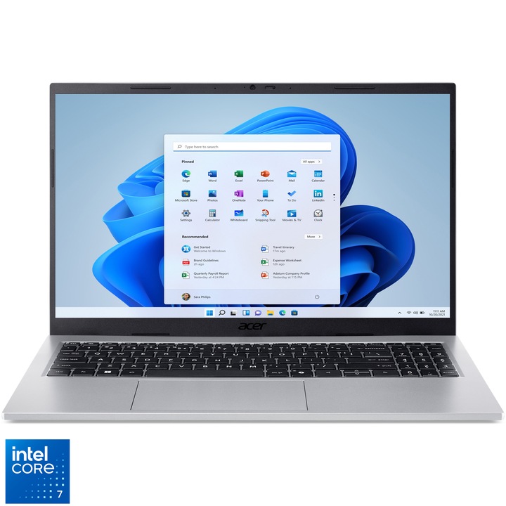 Лаптоп Acer Aspire Go 15 AG15-72P-70CR, Intel® Core™ 7 150U до 5.4 Ghz, 15.6" FullHD IPS, 32GB DDR4, 1TB SSD, Intel® Graphics, Windows 11 Home, Silver