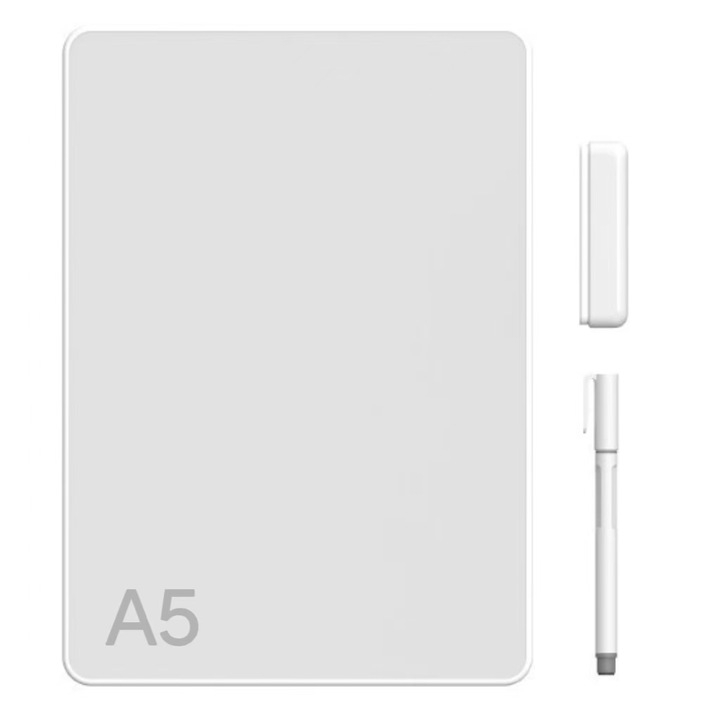 Магнитна бяла дъска А5, ORBER, за многократна употреба, пластмасова повърхност, маркер включен, без рамка