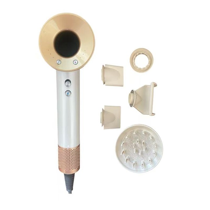 Hajszárító, 1600W, 3 sebességfokozat, 3 hőmérséklet, fehér, 5 cserélhető fejjel