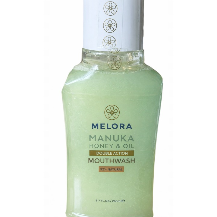 Melora Apa de gura cu miere de manuka si ulei, 265 ml, fara alcool, aroma fresh