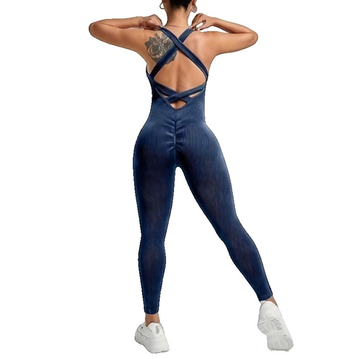 Costum Sport de Dama, Flippy, One Piece, pentru Yoga, Elastic, Fara Cusaturi, Albastru Marin