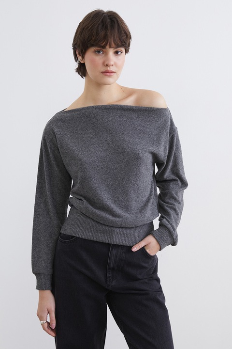 LC WAIKIKI, Bluza cu decolteu pe un umar, Gri antracit