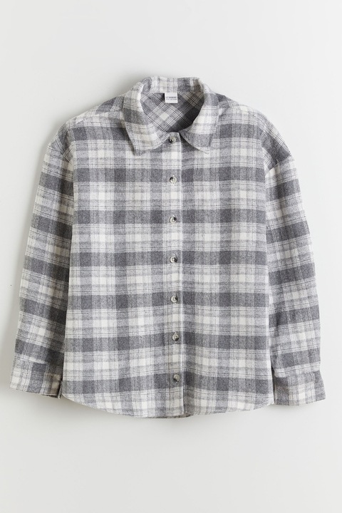 LC WAIKIKI, Camasa cu nasturi si model in carouri, Gri melange