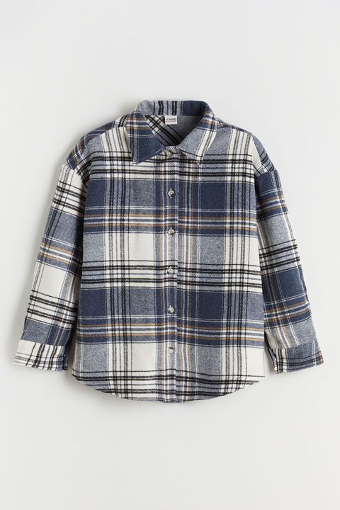 LC WAIKIKI, Camasa in carouri cu guler clasic, Alb/Bleumarin