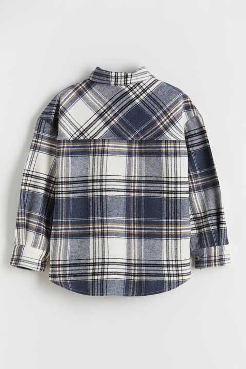 LC WAIKIKI, Camasa in carouri cu guler clasic, Alb/Bleumarin