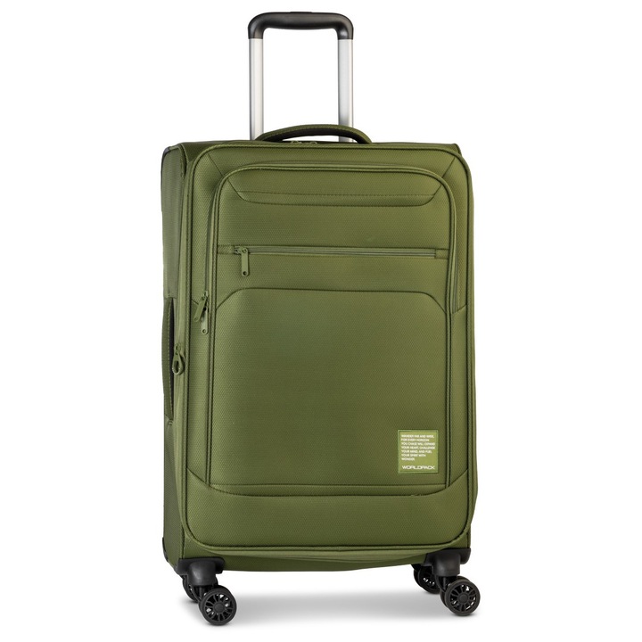 Worldpack Bern F10508 средна количка, 68x42x27 см, регистриран багаж, полиестер, TSA заключване, 4 двойни колела, маслинено зелено
