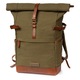 Rucsac DRAKENSBERG Rolltop Wyatt, 20-30L, design vintage, panza si piele, verde masliniu