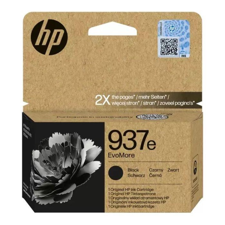 Cerneală originală HP 937E, negru, pentru imprimante cu tehnologie inkjet