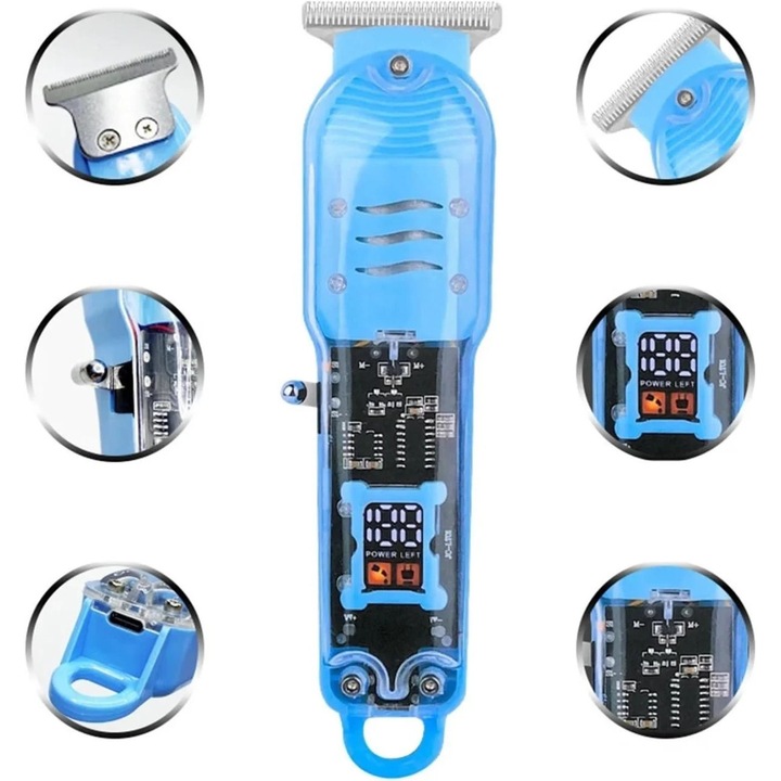 Masina de tuns par si barba, fara fir, cu afisaj LCD, 5 W, 800 mAh