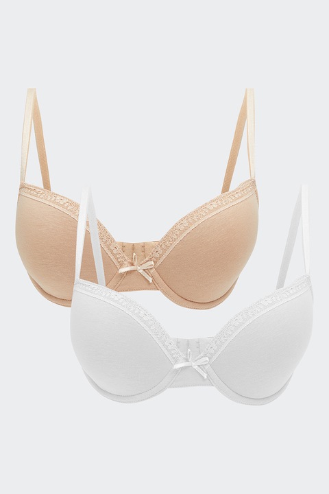 LC WAIKIKI, Set de sutiene cu sustinere metalica Dream - 2 piese, Alb, Bej deschis, 90C