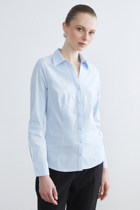 LC WAIKIKI, Camasa regular-fit cu guler clasic, Albastru glaciar